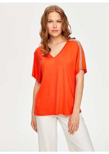 Turuncu Kadın Standart T-Shirt US25TSH118 modelleri