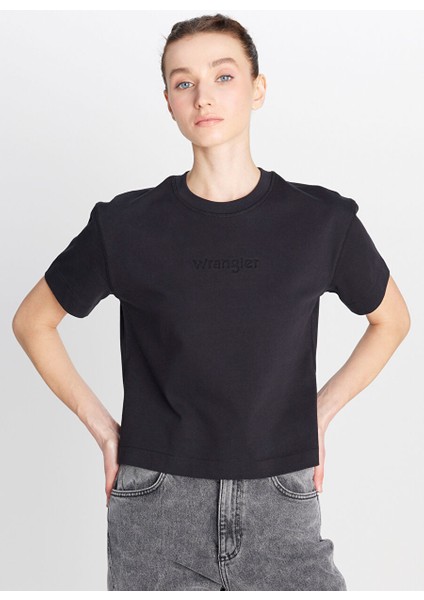 Siyah Kadın Relaxed T-Shirt W2510305001-RELAXED Fit Mid Logo T- modelleri