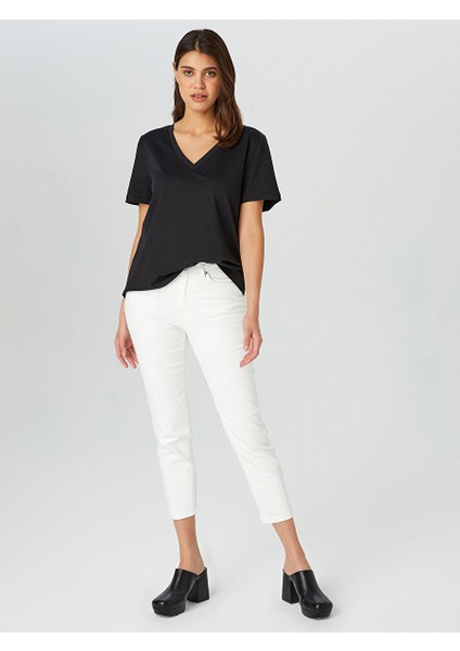 %100 Pamuk V Yaka T-Shirt 00095