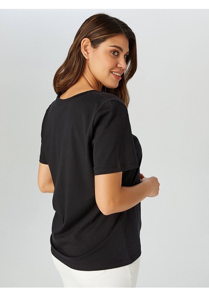 %100 Pamuk V Yaka T-Shirt 00095 modelleri