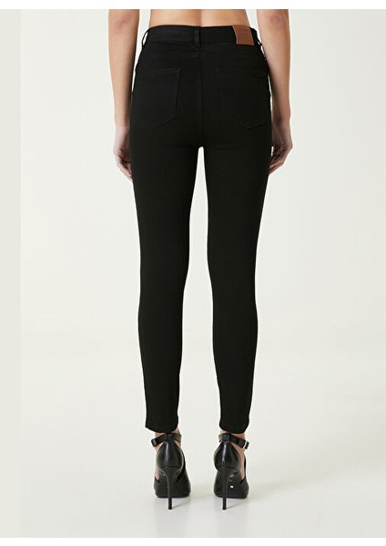 Normal Bel Dar Paça Basic Siyah Kadın Denim Pantolon 1087769