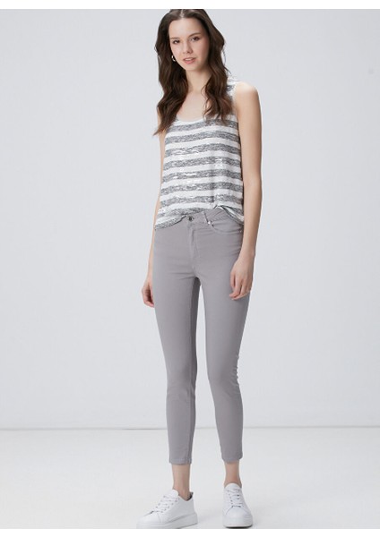 Gri Kadın Skinny Fit Pantolon 1095098