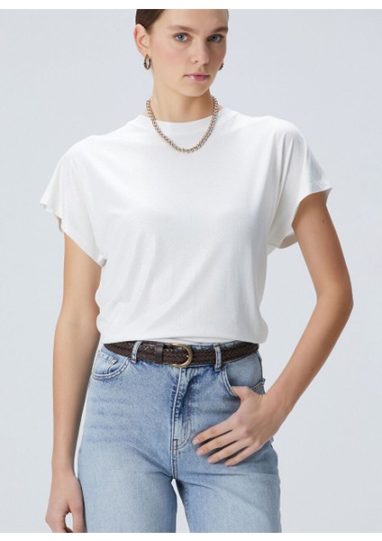 Ekru Kadın Basic T-Shirt 1094625