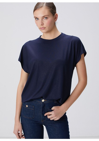 Lacivert Kadın Basic T-Shirt 1094625