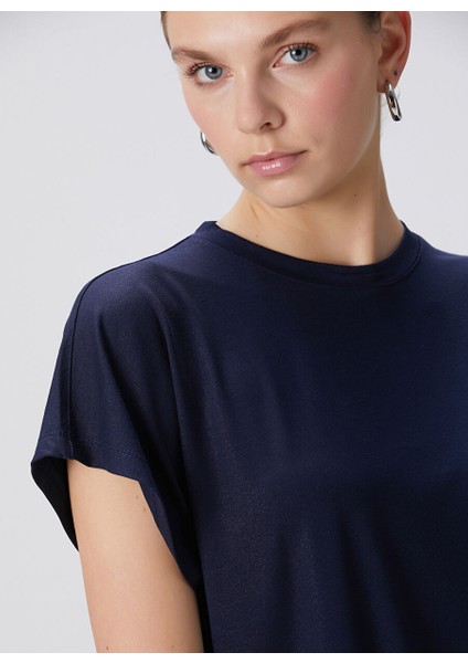 Lacivert Kadın Basic T-Shirt 1094625 modelleri