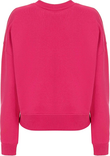 Fuşya Kadın Yuvarlak Standart Baskılı Sweatshirt 77CBIT01
