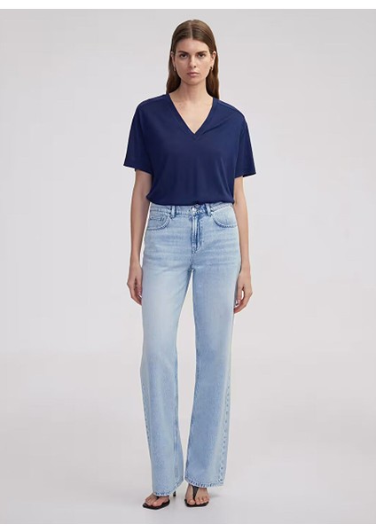 Ipekyol Lacivert Kadın Oversize T-Shirt IS1250070169