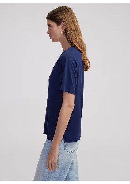 Ipekyol Lacivert Kadın Oversize T-Shirt IS1250070169