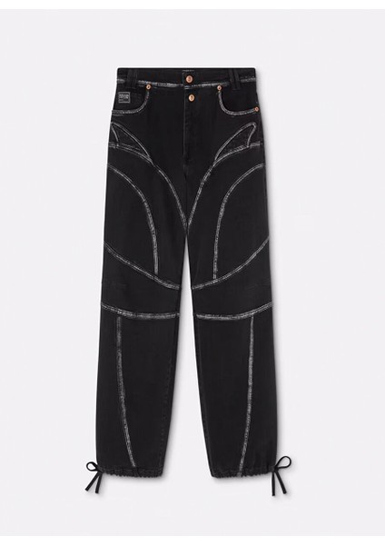 Yüksek Bel Lastikli Paça Standart Siyah Kadın Denim Pantolon 76HAB520 indirimleri
