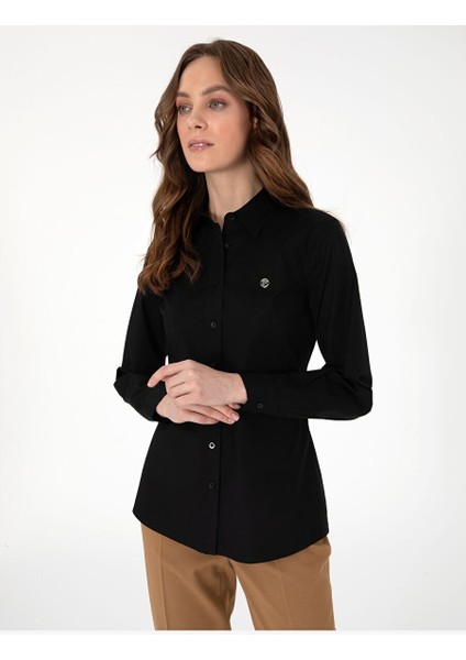 Siyah Slim Fit Uzun Kollu Gömlek