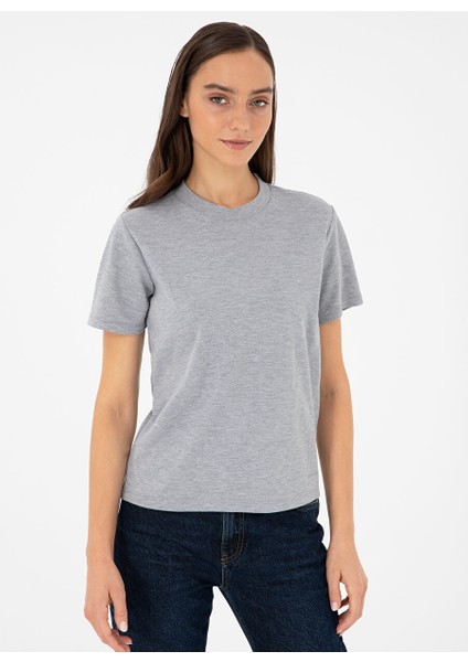 Gri Melanj Kadın Regular Fit T-Shirt Sımo modelleri