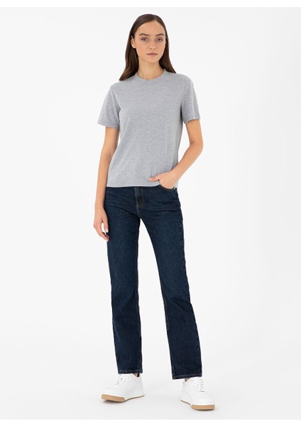 Gri Melanj Kadın Regular Fit T-Shirt Sımo fırsatları