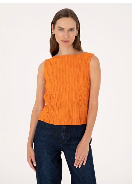 Turuncu Kadın Comfort Fit T-Shirt Parnı-B