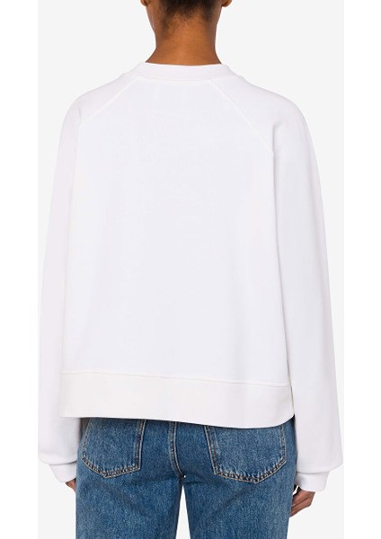 Beyaz Kadın Yuvarlak Standart Baskılı Sweatshirt J1709-1002 modelleri