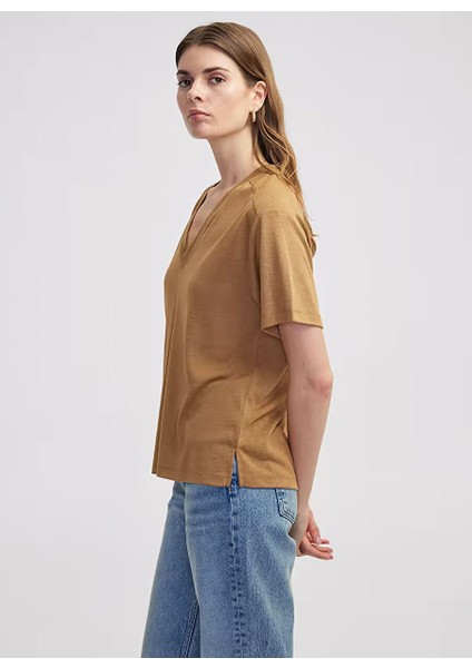 Ipekyol Kahverengi Kadın Oversize T-Shirt IS1250070169 modelleri