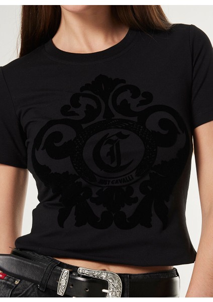 Siyah Kadın Standart Baskılı T-Shirt 77PAHE13 fırsatları