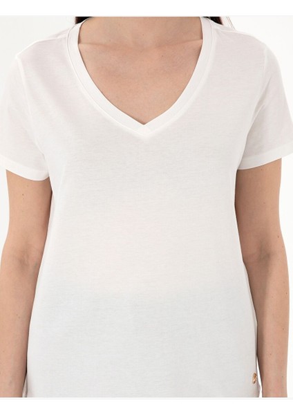 Beyaz Regular Fit V Yaka Basic Tişört