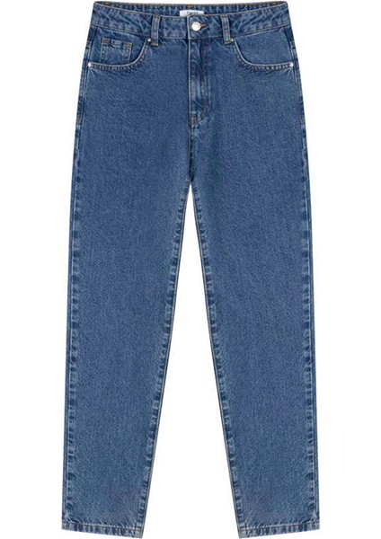 Yüksek Bel Boru Paça Mom Fit Indigo Kadın Denim Pantolon T00000018016629 fiyatları