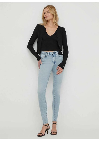 Yüksek Bel Standart Mavi Kadın Denim Pantolon PL204584MI80