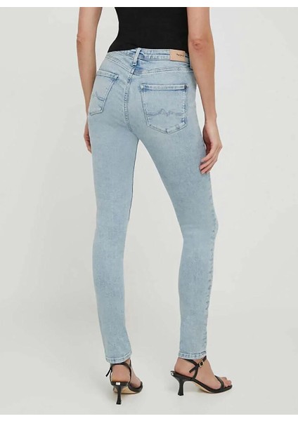Yüksek Bel Standart Mavi Kadın Denim Pantolon PL204584MI80 fırsatları