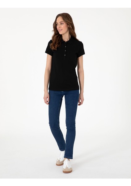 Siyah Regular Fit %100 Pamuk Polo Yaka Basic Tişört fırsatları