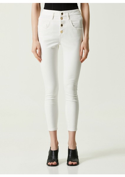 Yüksek Bel Skinny Paça Skinny Fit Ekru Kadın Denim Pantolon 1086890 fiyatları