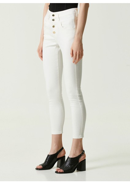 Yüksek Bel Skinny Paça Skinny Fit Ekru Kadın Denim Pantolon 1086890 modelleri