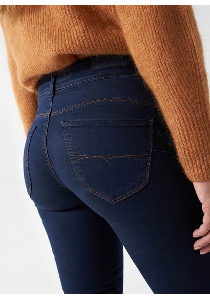 Koyu Mavi Kadın Orta Bel Skinny Fit Denim Pantolon 21001382 modelleri