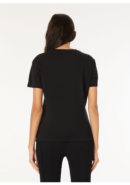 Siyah Kadın Standart Baskılı T-Shirt Z Z035 A335