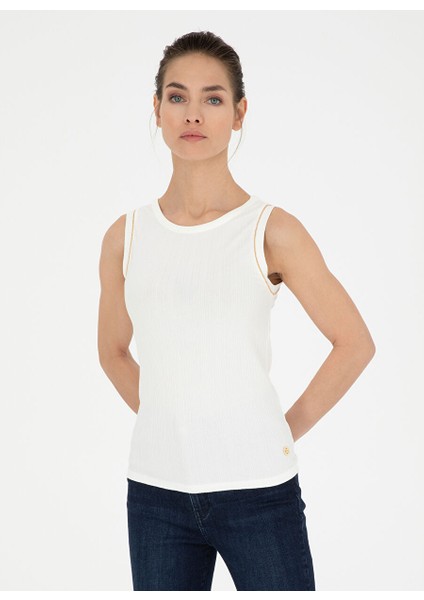 Bisiklet Yaka Beyaz Kadın T-Shirt Lafes modelleri