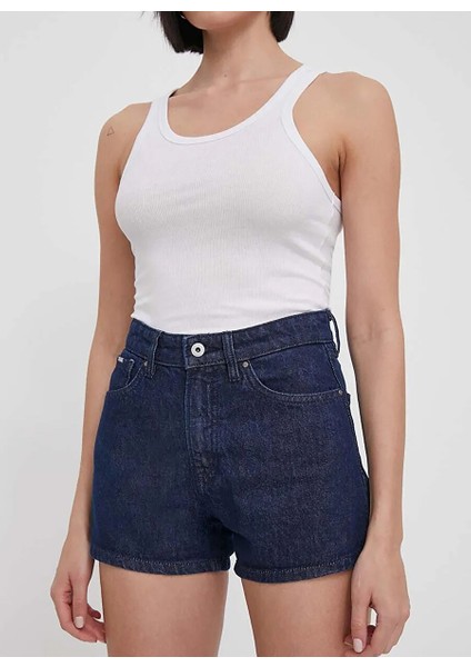 Yüksek Bel Koyu Mavi Kadın Denim Şort PL801111CT8 fiyatları