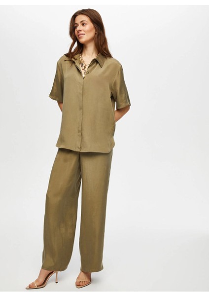 Haki Kadın Gömlek Comfort Fit Gömlek US25GML038 fiyatları