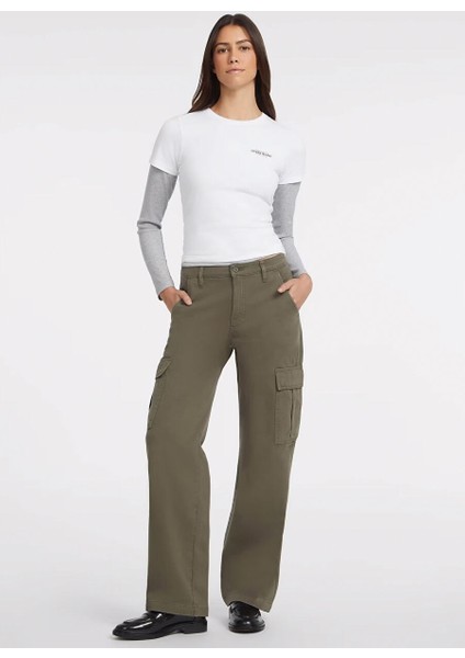 Beyaz Kadın Bisiklet Yaka Slim Fit Desenli T-Shirt Gj Ss Cn Slım Mını A - Mıd Organıc