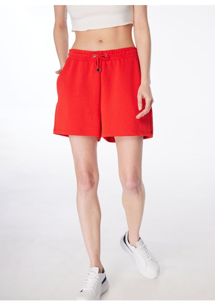 Kırmızı Kadın Lastikli Basic Sweat Şort F4SL-SHT0611