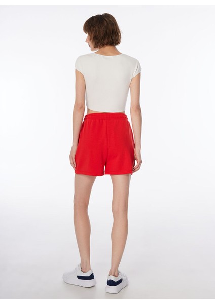 Kırmızı Kadın Lastikli Basic Sweat Şort F4SL-SHT0611