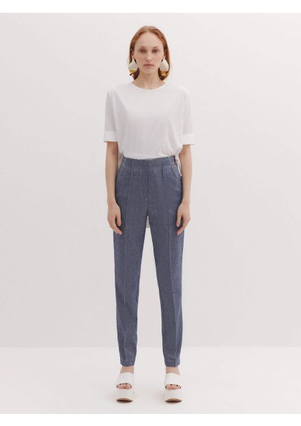 Süs Dikişli Kemersiz Denim Pantolon