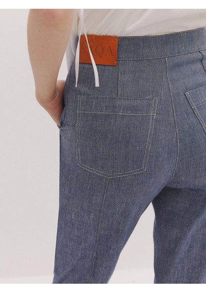 Süs Dikişli Kemersiz Denim Pantolon