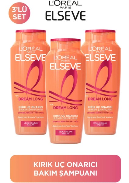 L'Oreal Paris 3'lü Elseve Dream Long Kırık Uç Onarıcı Şampuan 300ml