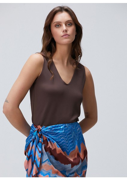 Kahverengi Kadın Regular Fit Bluz 1093845