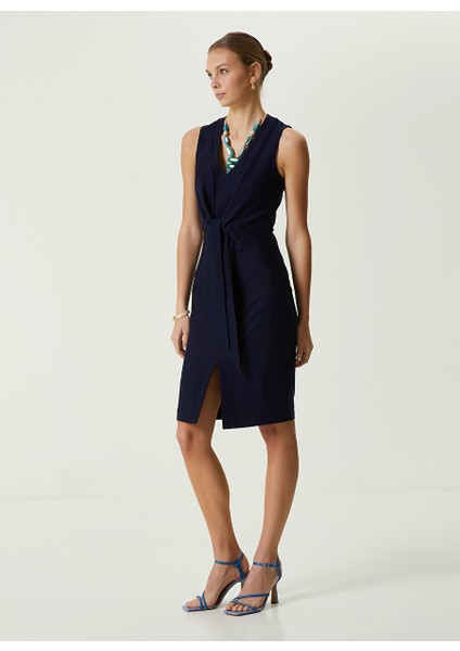 Lacivert Kadın V Yaka Slim Fit Elbise 1087408 modelleri