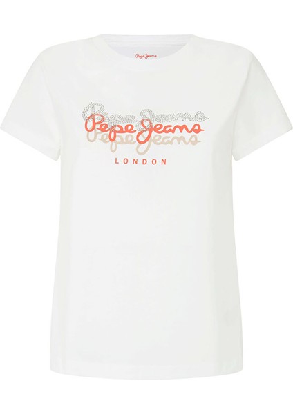 Beyaz Kadın Normal Baskılı T-Shirt PL505941