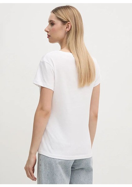 Beyaz Kadın Normal Baskılı T-Shirt PL505941 fırsatları