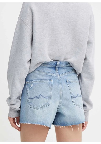 Yüksek Bel Mavi Kadın Denim Şort PL801112RH3 modelleri