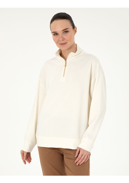 Ekru Regular Fit Modal Kumaş Sweatshirt
