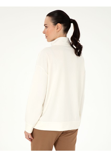 Ekru Regular Fit Modal Kumaş Sweatshirt