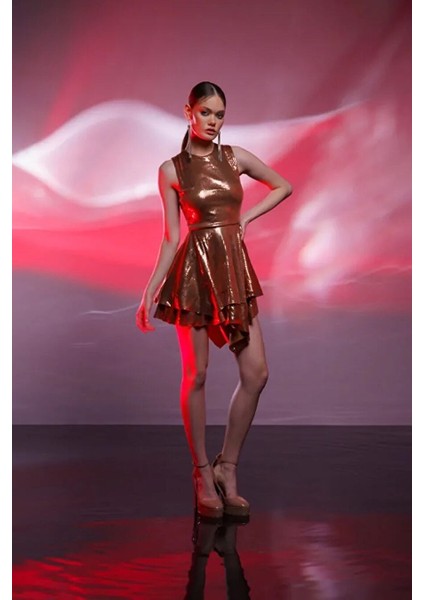 Bronz Payetli Mini Elbise fiyatları