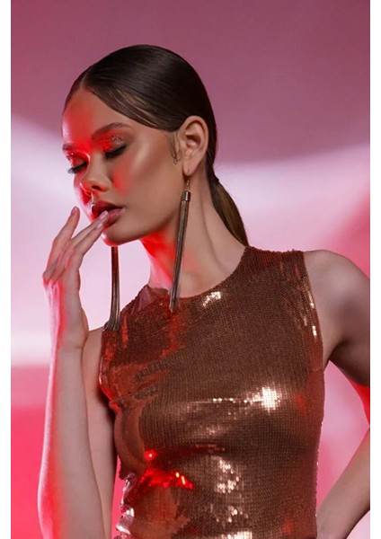 Bronz Payetli Mini Elbise modelleri