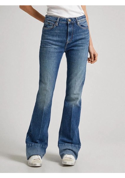 Koyu Mavi Kadın Standart Düz Denim Pantolon PL2046102 modelleri