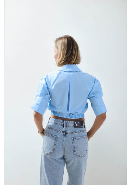 Beli Lastikli Crop Gömlek