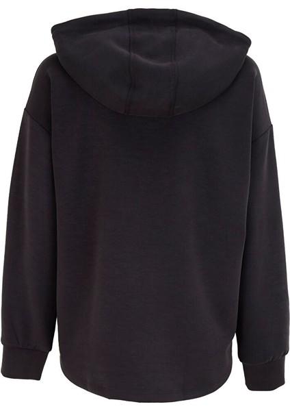 Siyah Kadın Kapüşonlu Geniş Fit Sweatshirt FC4WL-SWT0126